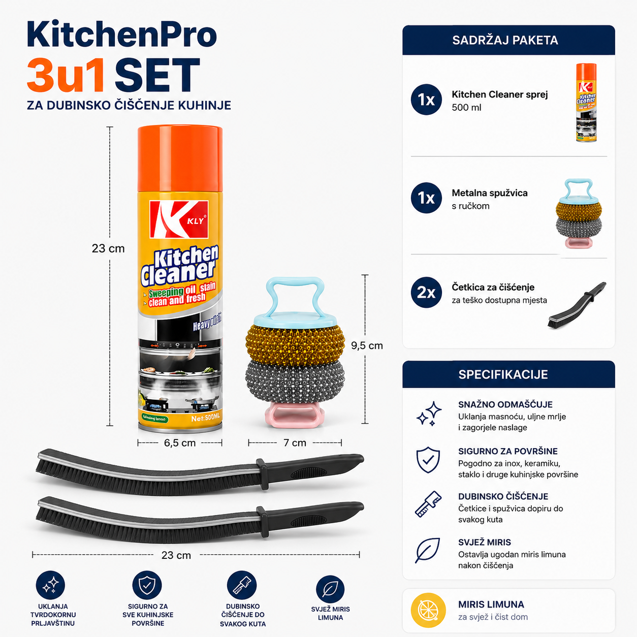 KitchenPro 3u1 Set za Dubinsko Čišćenje Kuhinje