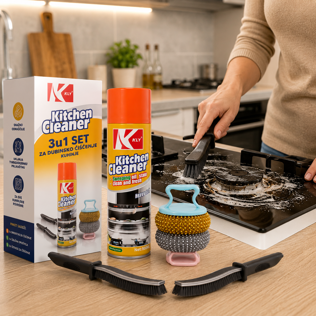 KitchenPro 3u1 Set za Dubinsko Čišćenje Kuhinje
